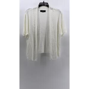 PERCEPTIONS NEW YORK Women's Cream Knit Open-Front Cardigan SZ S